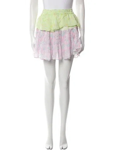 Pre-owned Loveshackfancy Floral Print Mini Skirt W/ Tags In Pink