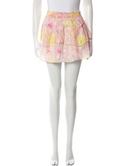 Pre-owned Loveshackfancy Floral Print Mini Skirt W/ Tags In Pink