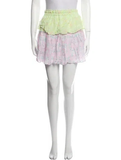 Pre-owned Loveshackfancy Floral Print Mini Skirt W/ Tags In Pink