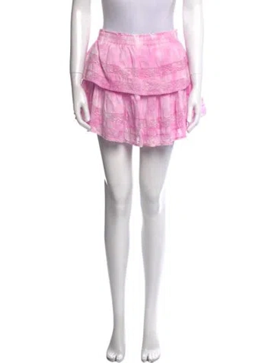 Pre-owned Loveshackfancy Floral Print Mini Skirt W/ Tags In Pink
