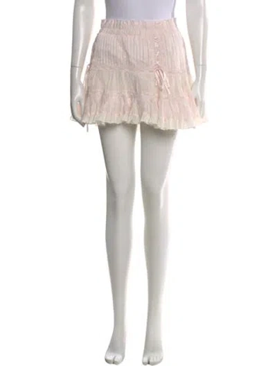 Pre-owned Loveshackfancy Floral Print Mini Skirt W/ Tags In Pink