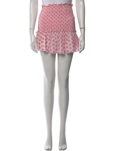 Pre-owned Loveshackfancy Floral Print Mini Skirt W/ Tags In Pink