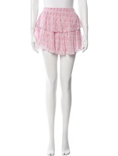 Pre-owned Loveshackfancy Floral Print Mini Skirt W/ Tags In Pink