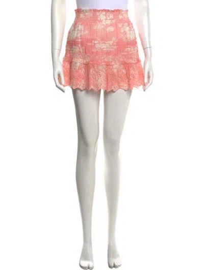Pre-owned Loveshackfancy Floral Print Mini Skirt W/ Tags In Pink