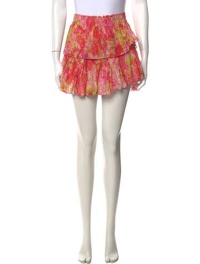 Pre-owned Loveshackfancy Floral Print Mini Skirt W/ Tags In Pink