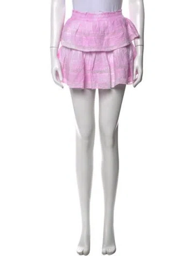 Pre-owned Loveshackfancy Floral Print Mini Skirt W/ Tags In Pink