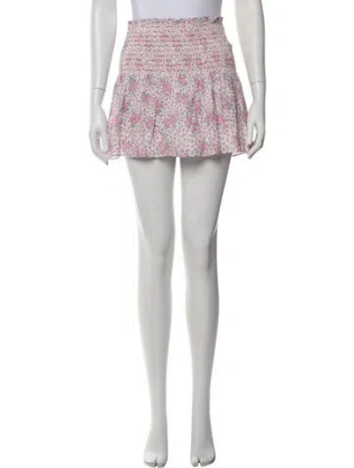 Pre-owned Loveshackfancy Floral Print Mini Skirt W/ Tags In Pink