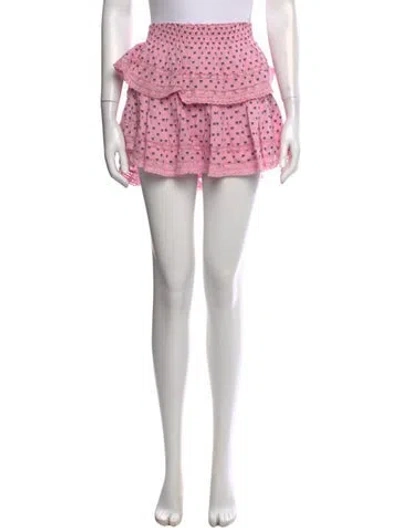 Pre-owned Loveshackfancy Floral Print Mini Skirt W/ Tags In Pink
