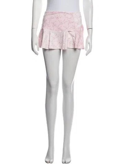 Pre-owned Loveshackfancy Floral Print Mini Skirt W/ Tags In Pink