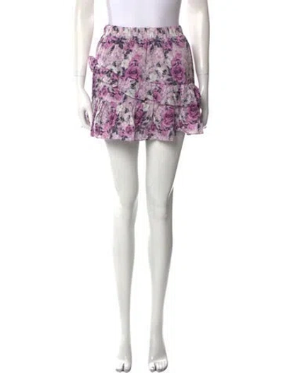 Pre-owned Loveshackfancy Floral Print Mini Skirt W/ Tags In Purple