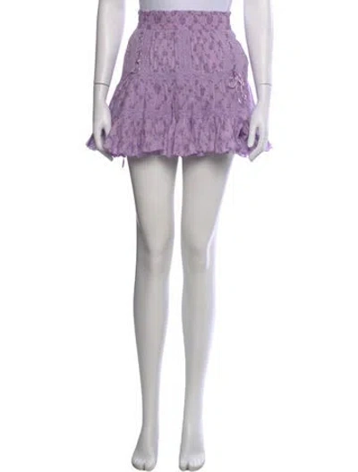 Pre-owned Loveshackfancy Floral Print Mini Skirt W/ Tags In Purple
