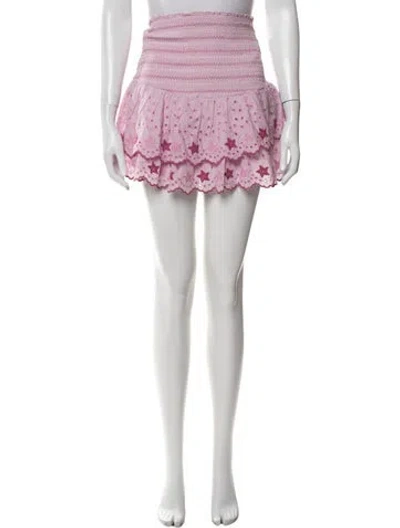 Pre-owned Loveshackfancy Floral Print Mini Skirt W/ Tags In Purple