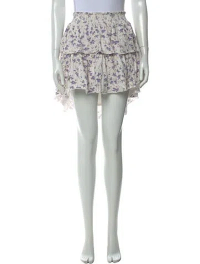 Pre-owned Loveshackfancy Floral Print Mini Skirt W/ Tags In White