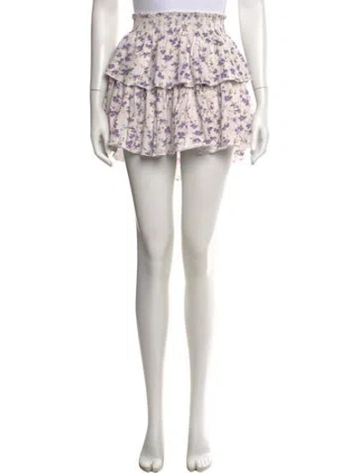 Pre-owned Loveshackfancy Floral Print Mini Skirt W/ Tags In White