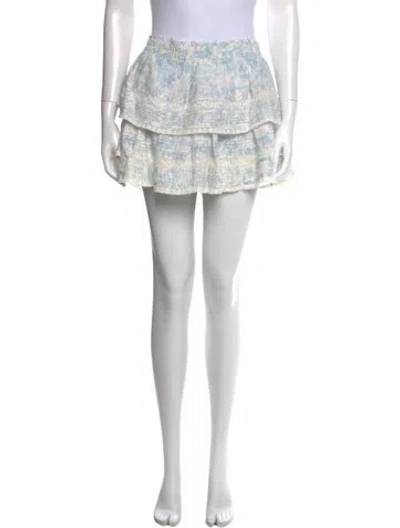 Pre-owned Loveshackfancy Floral Print Mini Skirt W/ Tags In White