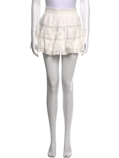 Pre-owned Loveshackfancy Floral Print Mini Skirt W/ Tags In White