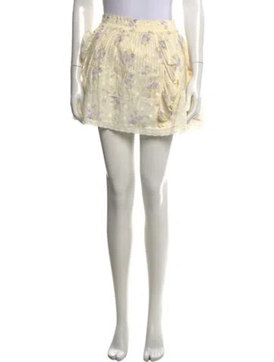 Pre-owned Loveshackfancy Floral Print Mini Skirt W/ Tags In Yellow