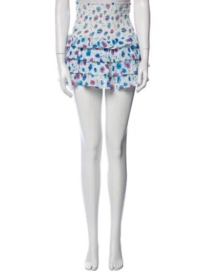 Pre-owned Loveshackfancy Floral Print Mini Skirt In White