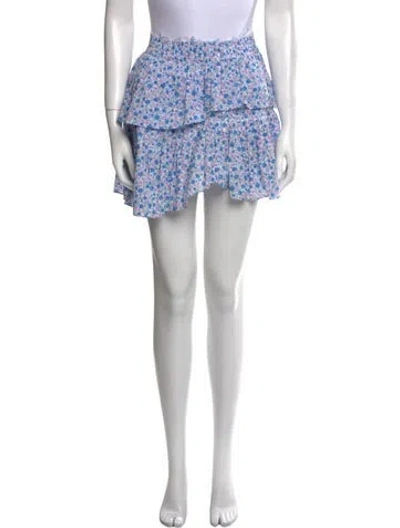 Pre-owned Loveshackfancy Floral Print Mini Skirt In White
