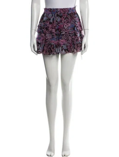 Pre-owned Loveshackfancy Floral Print Mini Skirt In White