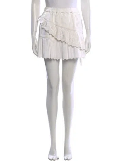 Pre-owned Loveshackfancy Floral Print Mini Skirt In White
