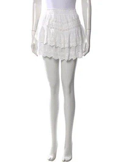Pre-owned Loveshackfancy Floral Print Mini Skirt In White