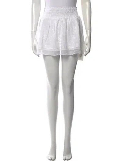 Pre-owned Loveshackfancy Floral Print Mini Skirt In White