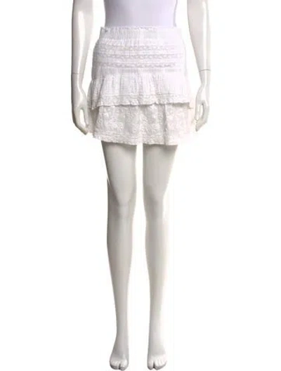 Pre-owned Loveshackfancy Floral Print Mini Skirt In White