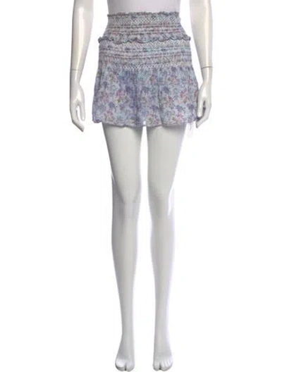 Pre-owned Loveshackfancy Floral Print Mini Skirt In White