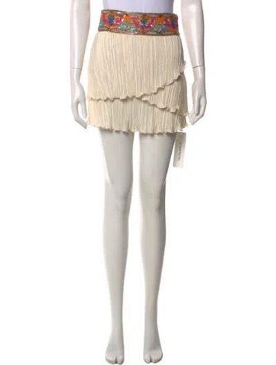 Pre-owned Loveshackfancy Floral Print Mini Skirt In White