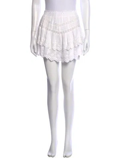 Pre-owned Loveshackfancy Floral Print Mini Skirt In White