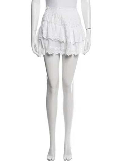 Pre-owned Loveshackfancy Floral Print Mini Skirt In White