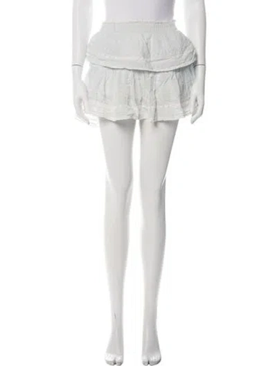Pre-owned Loveshackfancy Floral Print Mini Skirt In White