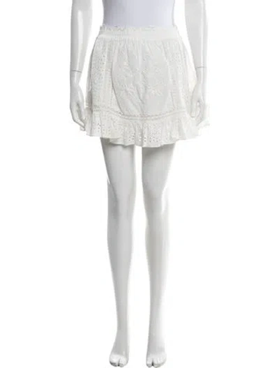 Pre-owned Loveshackfancy Floral Print Mini Skirt In White
