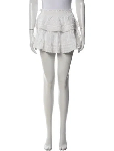 Pre-owned Loveshackfancy Floral Print Mini Skirt In White