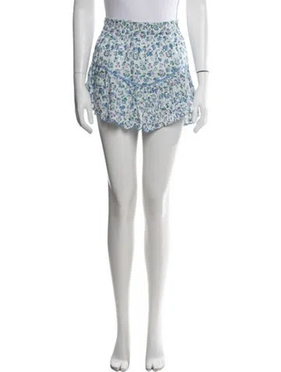 Pre-owned Loveshackfancy Floral Print Mini Skirt In White