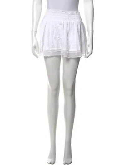 Pre-owned Loveshackfancy Floral Print Mini Skirt In White