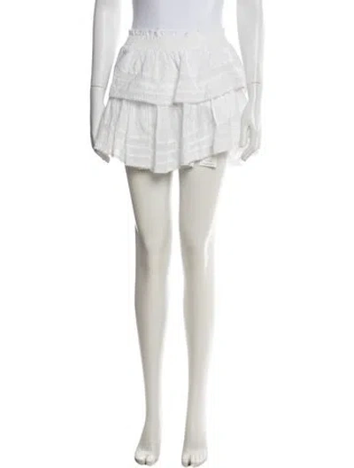 Pre-owned Loveshackfancy Floral Print Mini Skirt In White