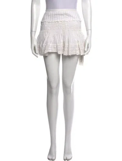 Pre-owned Loveshackfancy Floral Print Mini Skirt In White