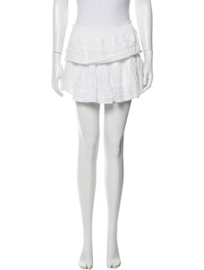Pre-owned Loveshackfancy Floral Print Mini Skirt In White