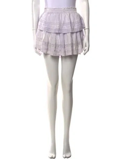 Pre-owned Loveshackfancy Floral Print Mini Skirt In White