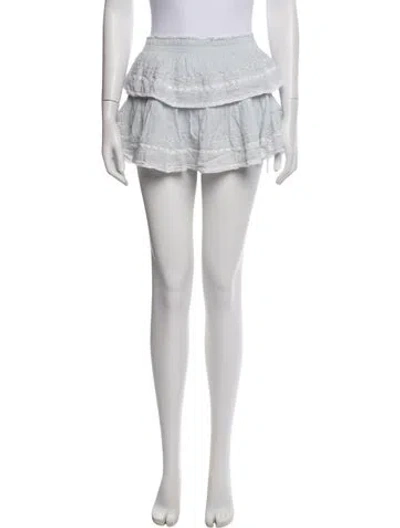 Pre-owned Loveshackfancy Floral Print Mini Skirt In White
