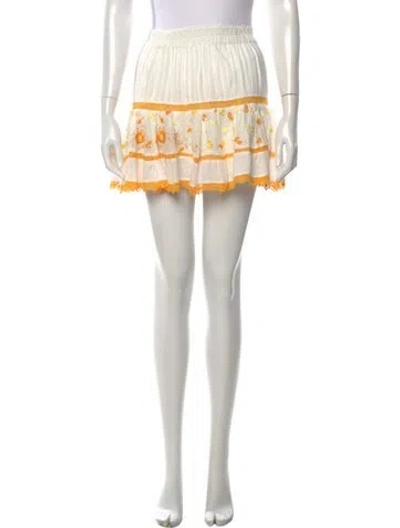 Pre-owned Loveshackfancy Floral Print Mini Skirt In White
