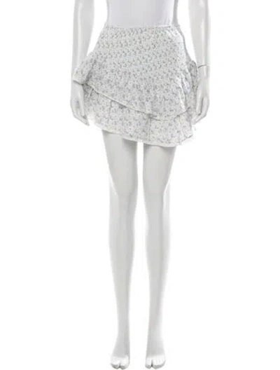 Pre-owned Loveshackfancy Floral Print Mini Skirt In White