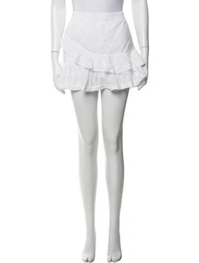 Pre-owned Loveshackfancy Floral Print Mini Skirt In White