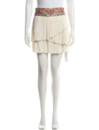 Pre-owned Loveshackfancy Floral Print Mini Skirt In White