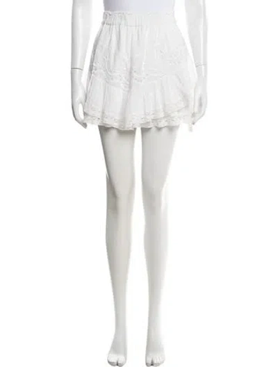 Pre-owned Loveshackfancy Floral Print Mini Skirt In White