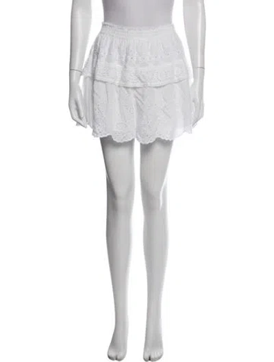 Pre-owned Loveshackfancy Floral Print Mini Skirt In White