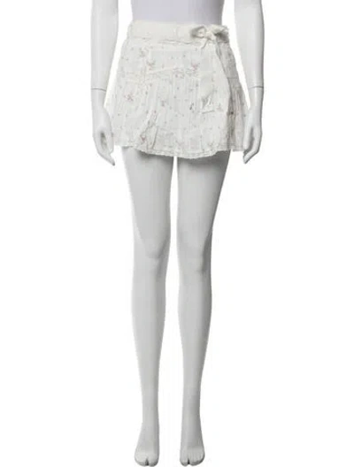 Pre-owned Loveshackfancy Floral Print Mini Skirt In White