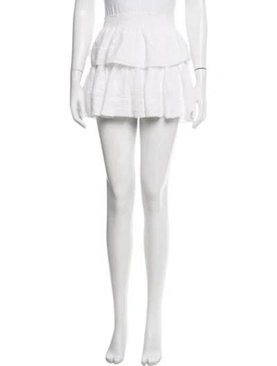 Pre-owned Loveshackfancy Floral Print Mini Skirt In White
